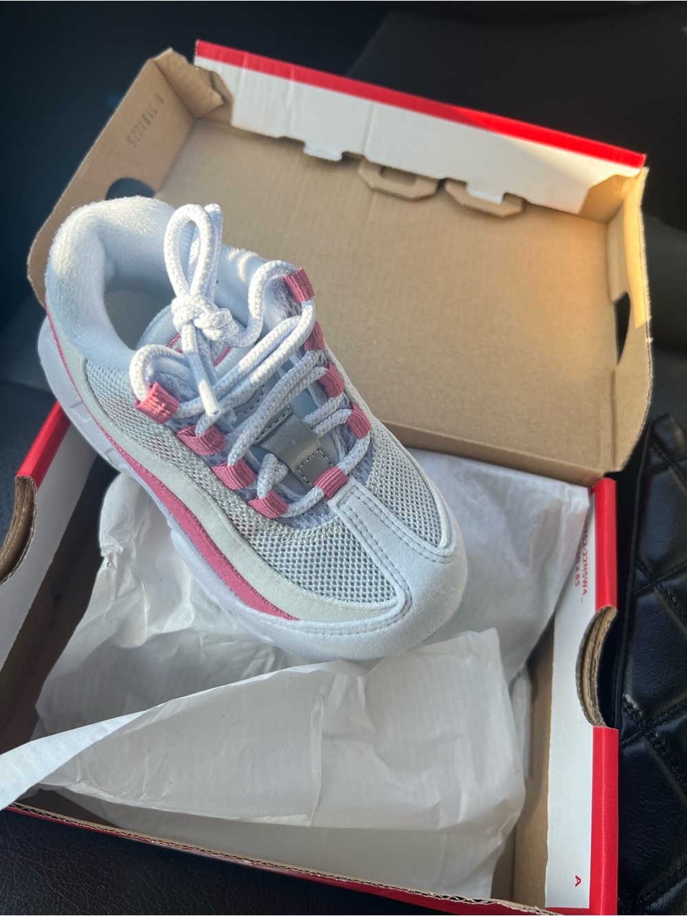 Nike Kids White and Pink Mesh Sneakers